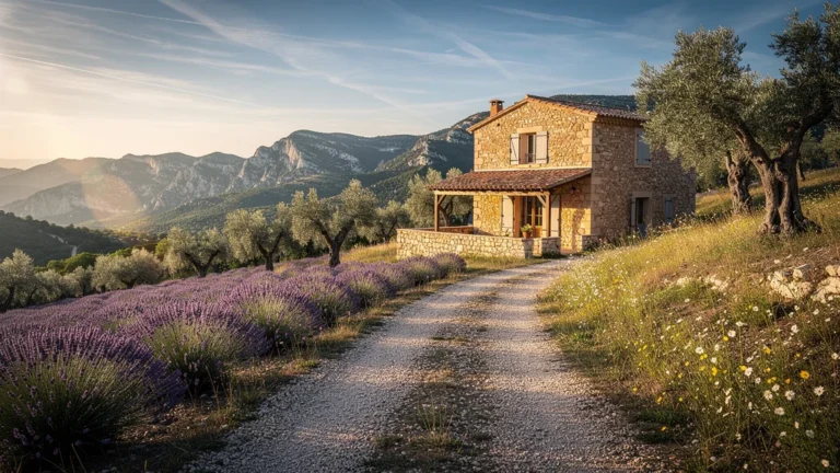 Paysage photoréaliste maison provençale arrière-pays niçois avant achat immobilier