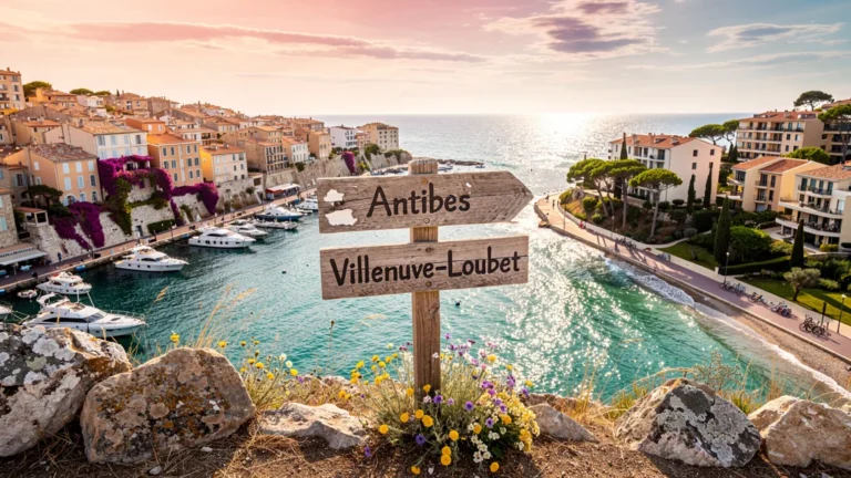 Comparaison immobilière Antibes Villeneuve-Loubet avec vue panoramique côtière détaillée